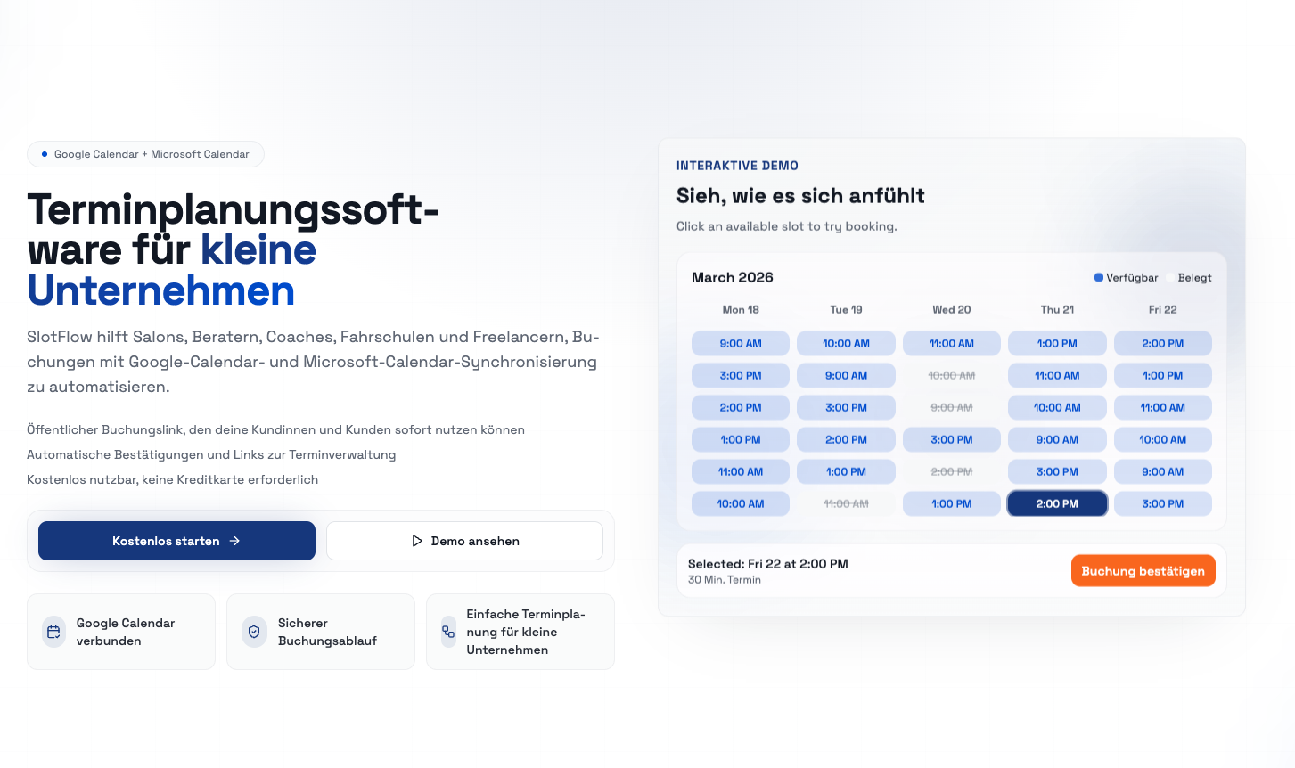 SlotFlow scheduling platform